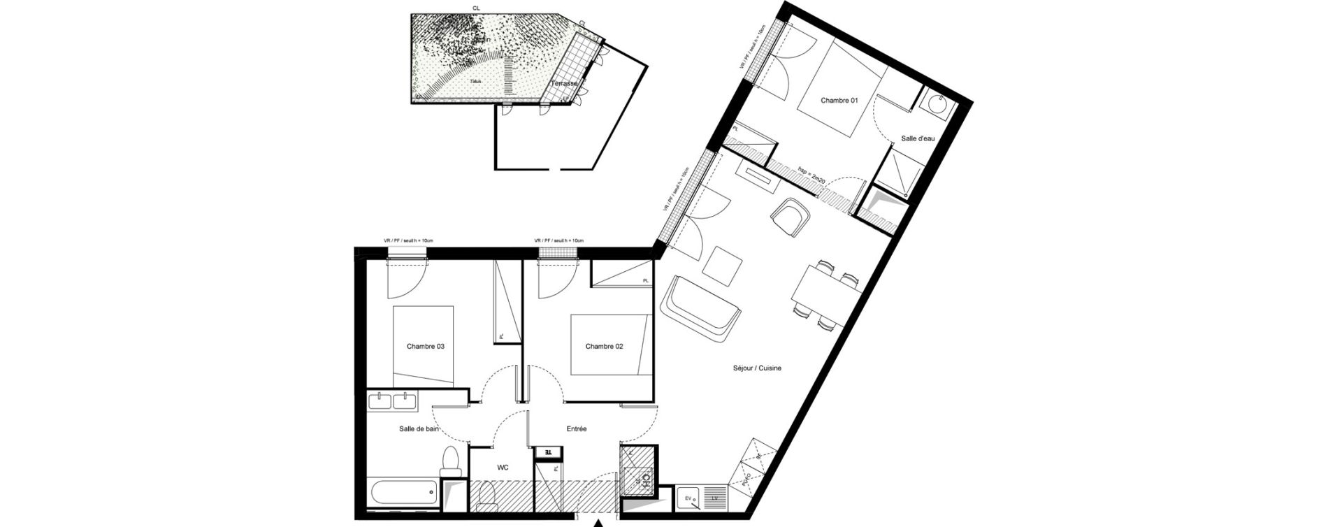 Appartement T4 de 80,77 m2 &agrave; Clichy-Sous-Bois La butte - les limites