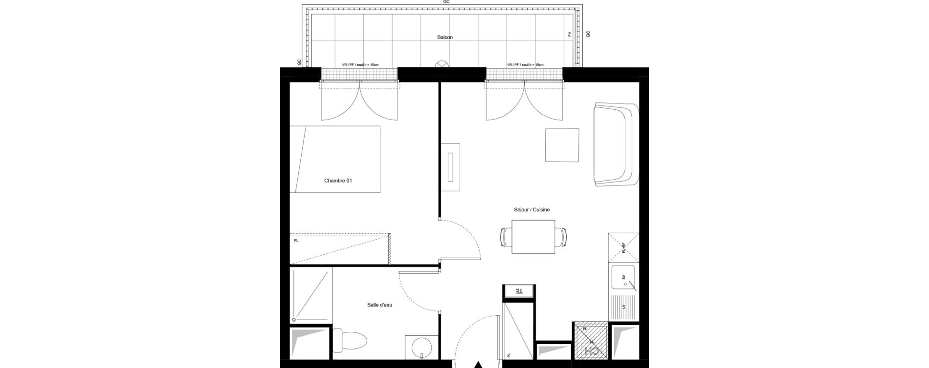 Appartement T2 de 40,56 m2 &agrave; Clichy-Sous-Bois La butte - les limites