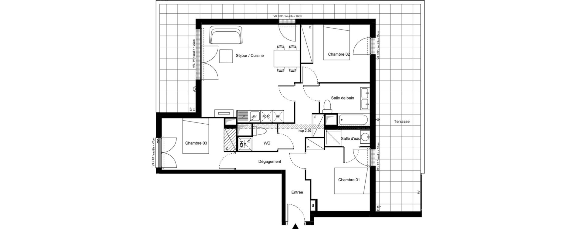 Appartement T4 de 83,14 m2 &agrave; Clichy-Sous-Bois La butte - les limites