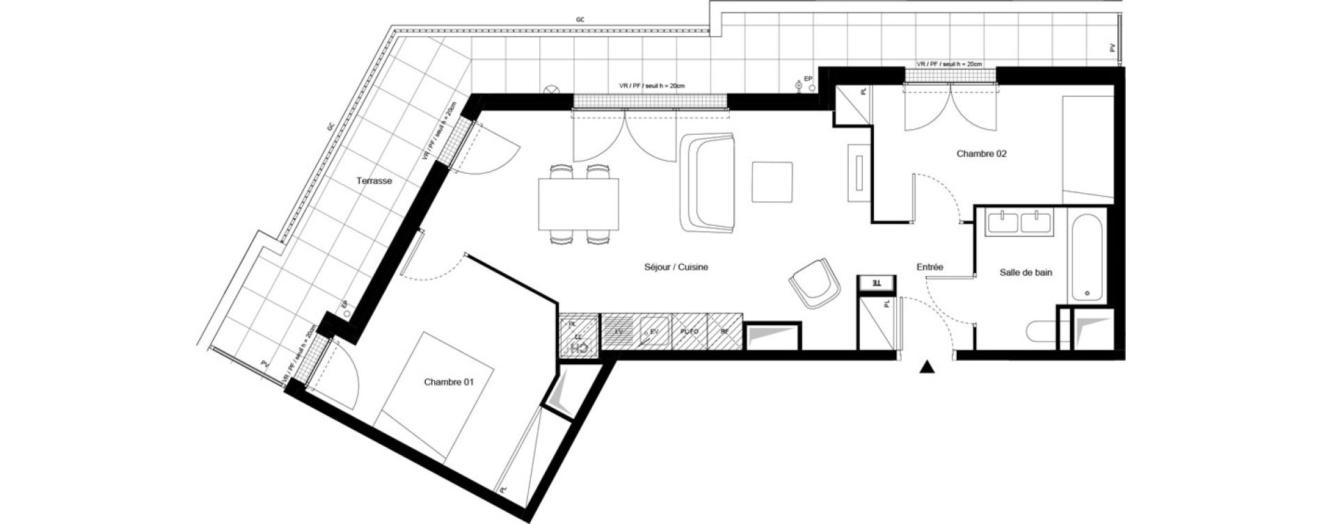 Appartement T3 de 59,36 m2 &agrave; Clichy-Sous-Bois La butte - les limites