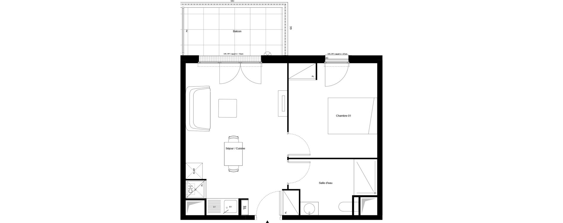 Appartement T2 de 41,53 m2 &agrave; Clichy-Sous-Bois La butte - les limites