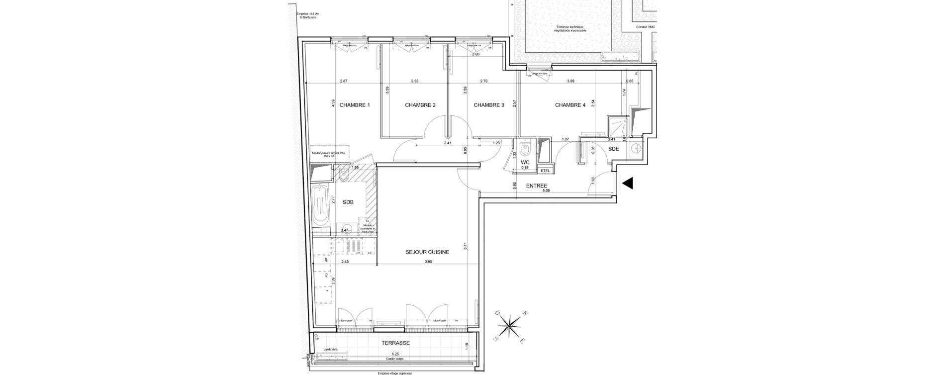 Appartement T5 de 95,97 m2 &agrave; Drancy Centre