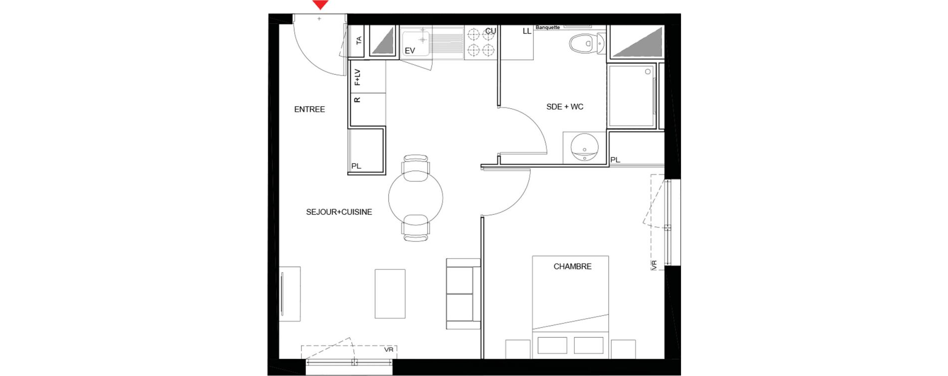 Appartement T2 meubl&eacute; de 41,63 m2 &agrave; Drancy Paris campagne