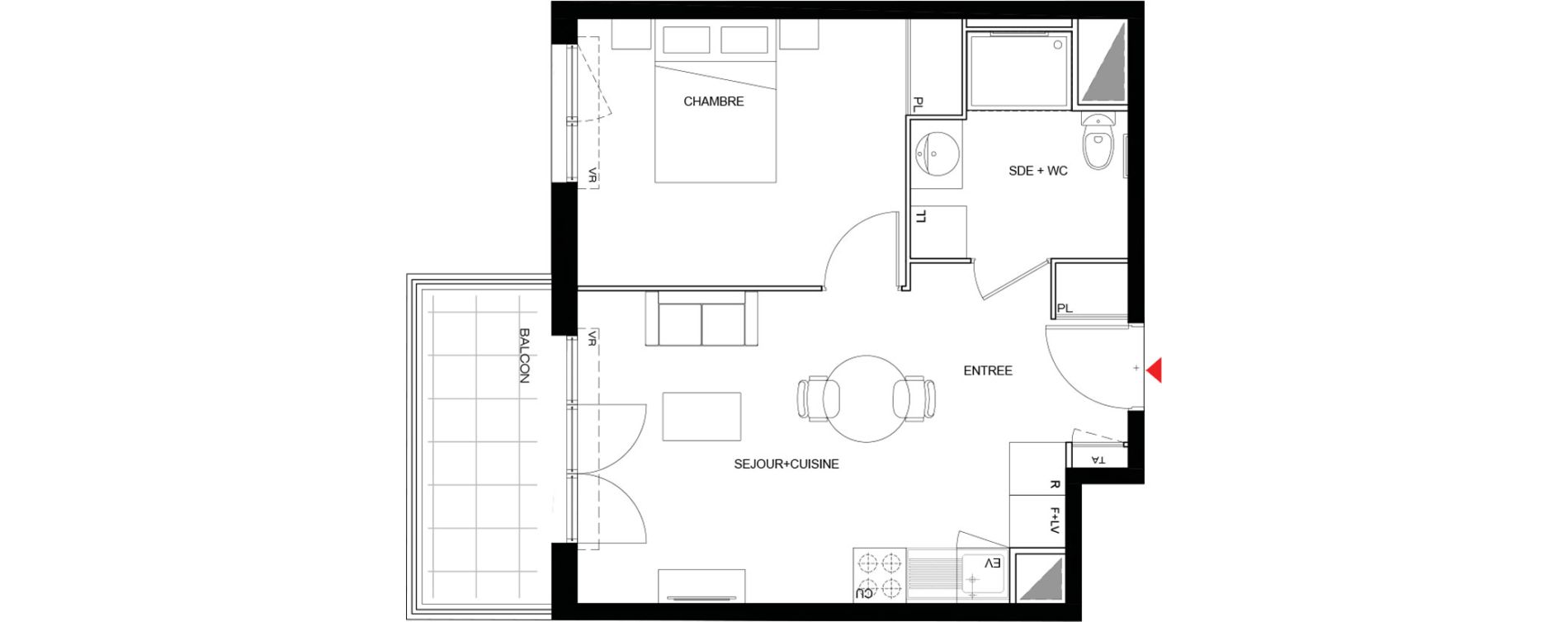 Appartement T2 meubl&eacute; de 40,04 m2 &agrave; Drancy Paris campagne