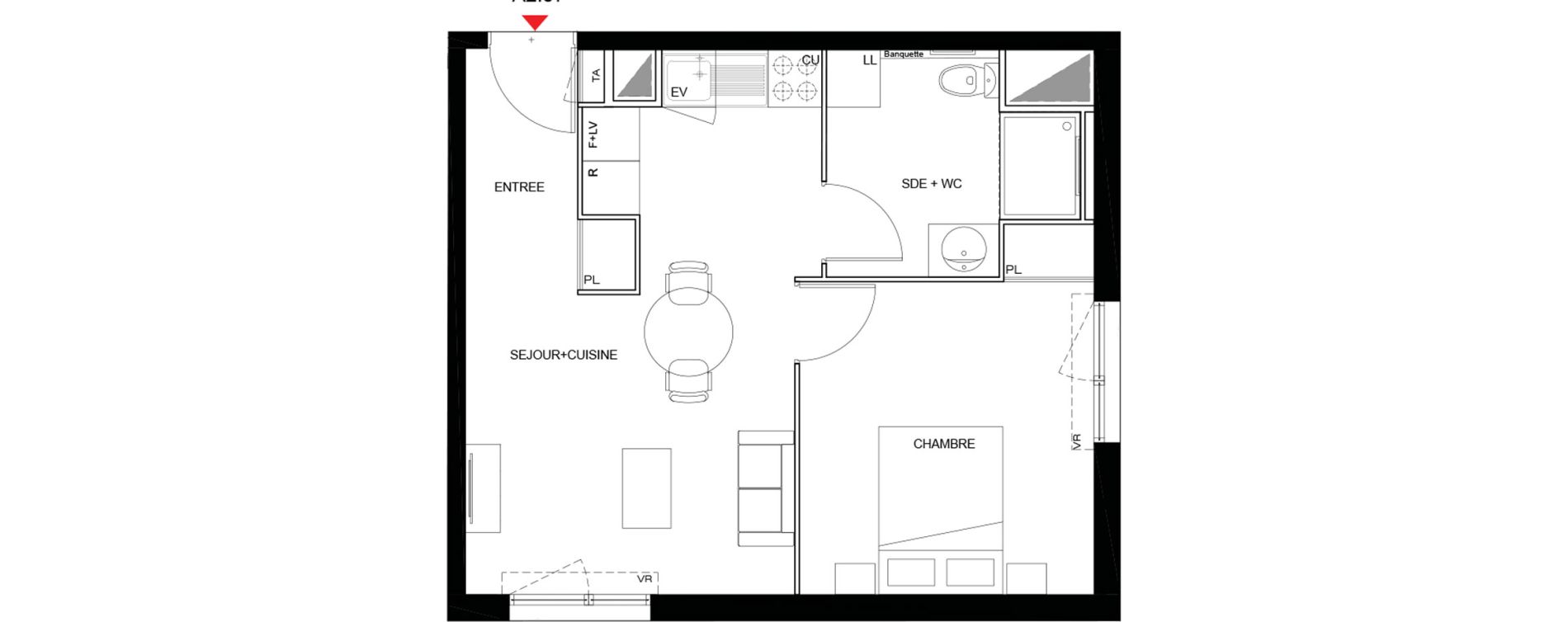 Appartement T2 meubl&eacute; de 41,63 m2 &agrave; Drancy Paris campagne