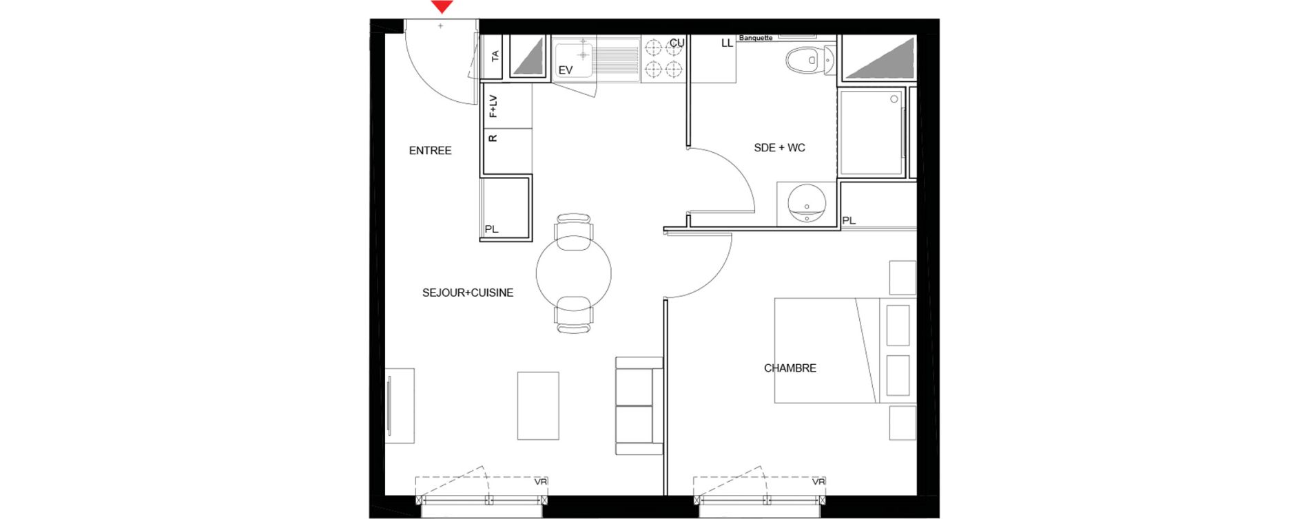 Appartement T2 meubl&eacute; de 41,63 m2 &agrave; Drancy Paris campagne