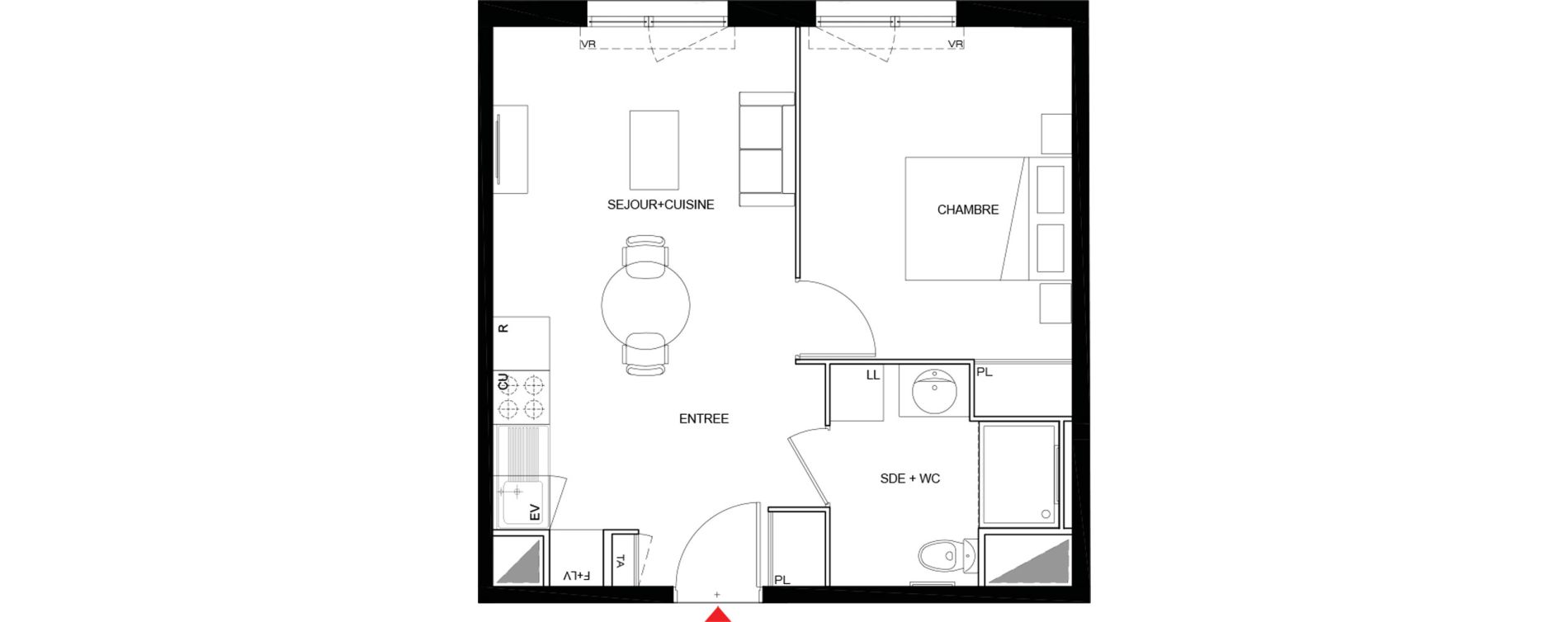 Appartement T2 meubl&eacute; de 39,90 m2 &agrave; Drancy Paris campagne