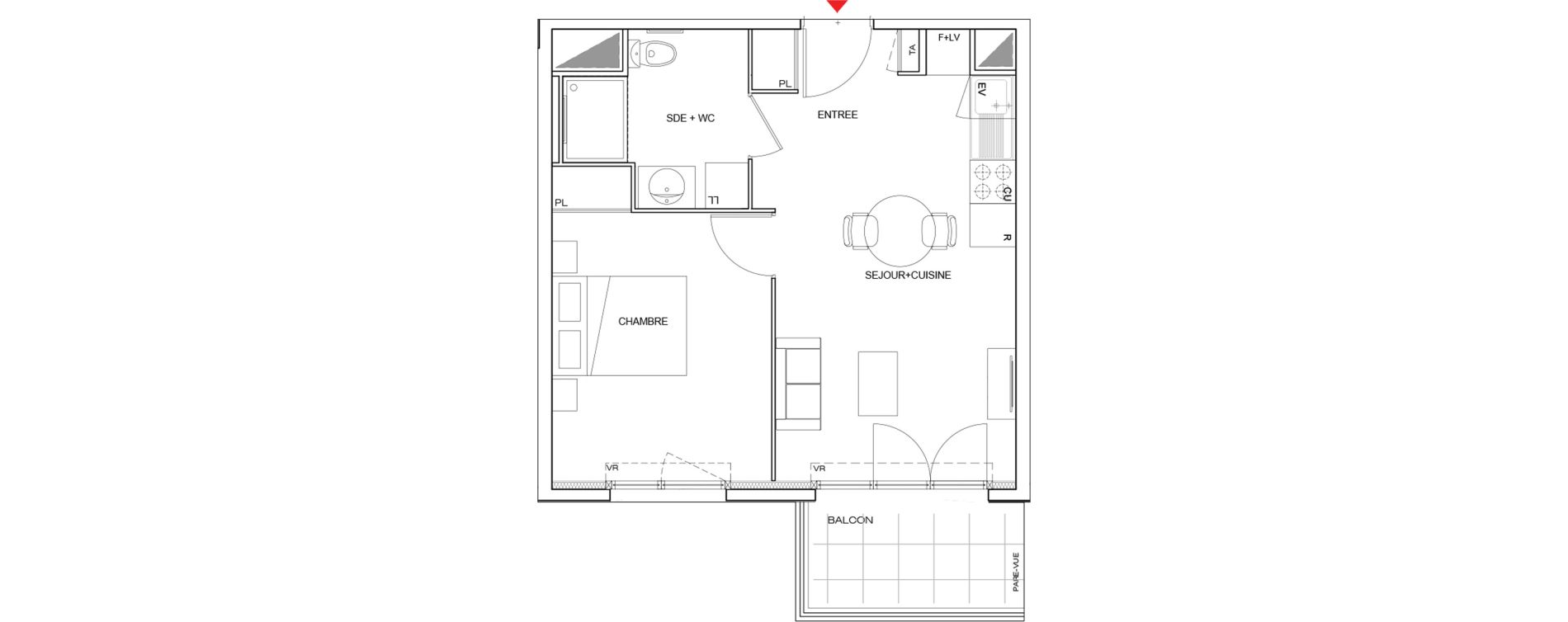 Appartement T2 meubl&eacute; de 39,58 m2 &agrave; Drancy Paris campagne