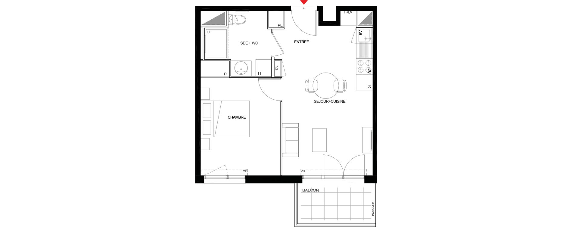 Appartement T2 meubl&eacute; de 39,87 m2 &agrave; Drancy Paris campagne