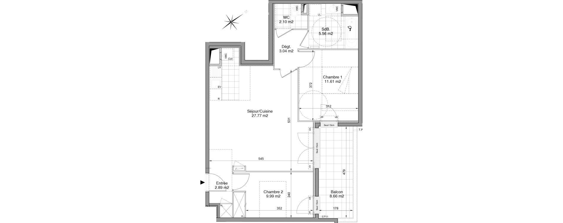 Appartement T3 de 62,96 m2 &agrave; Drancy Centre