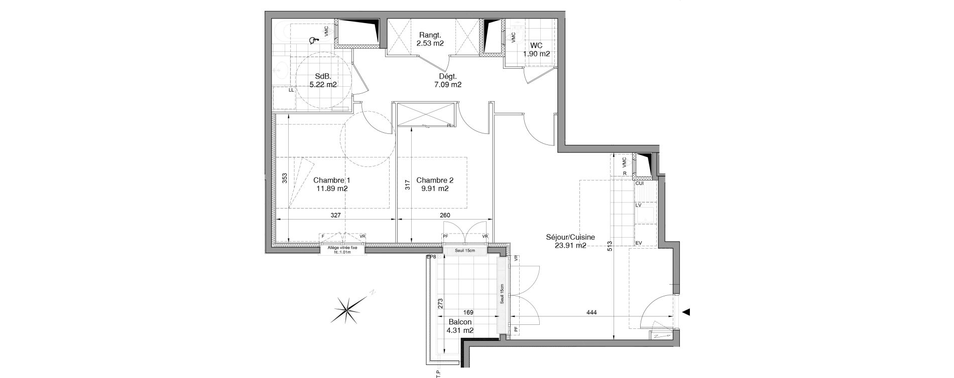 Appartement T3 de 62,45 m2 &agrave; Drancy Centre