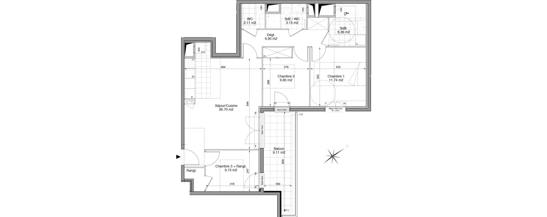 Appartement T4 de 74,91 m2 &agrave; Drancy Centre