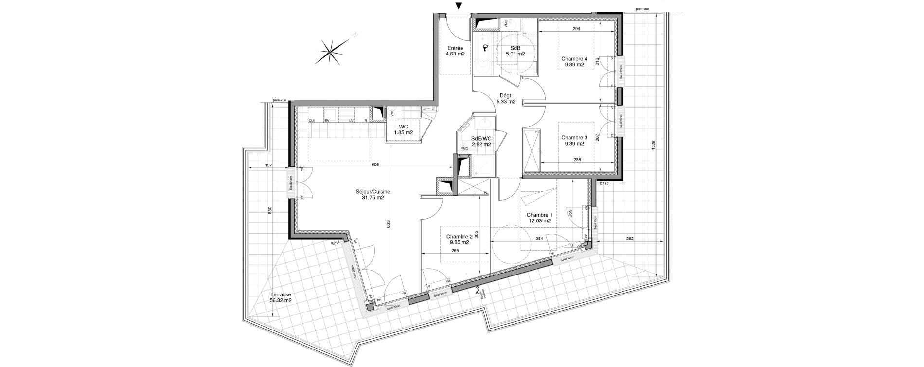 Appartement T5 de 92,55 m2 &agrave; Drancy Centre