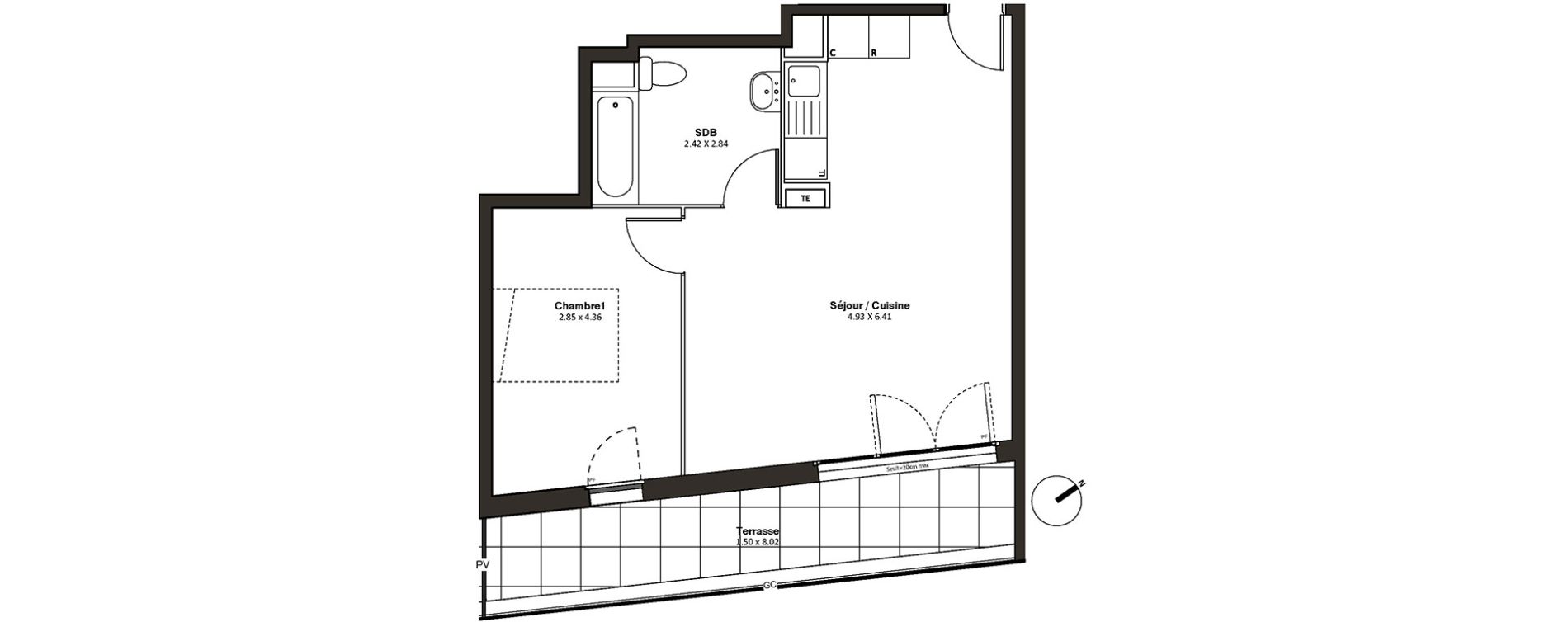 Appartement T2 de 46,53 m2 &agrave; Drancy L'economie