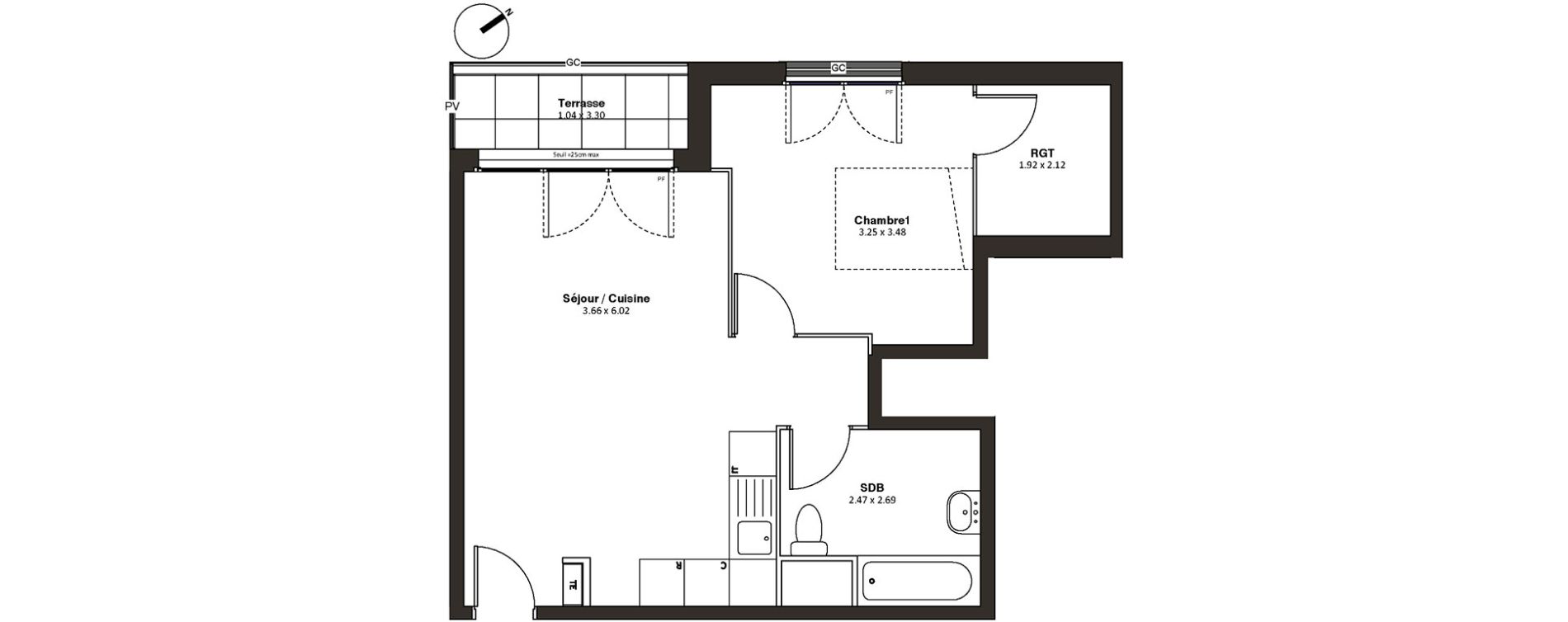 Appartement T2 de 47,79 m2 &agrave; Drancy L'economie