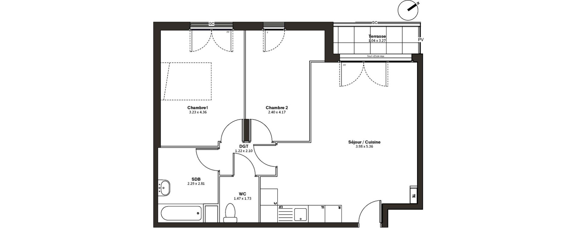 Appartement T3 de 62,84 m2 &agrave; Drancy L'economie