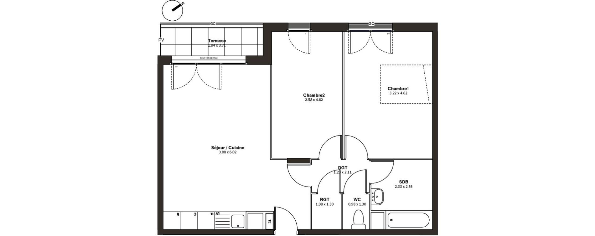Appartement T3 de 63,73 m2 &agrave; Drancy L'economie