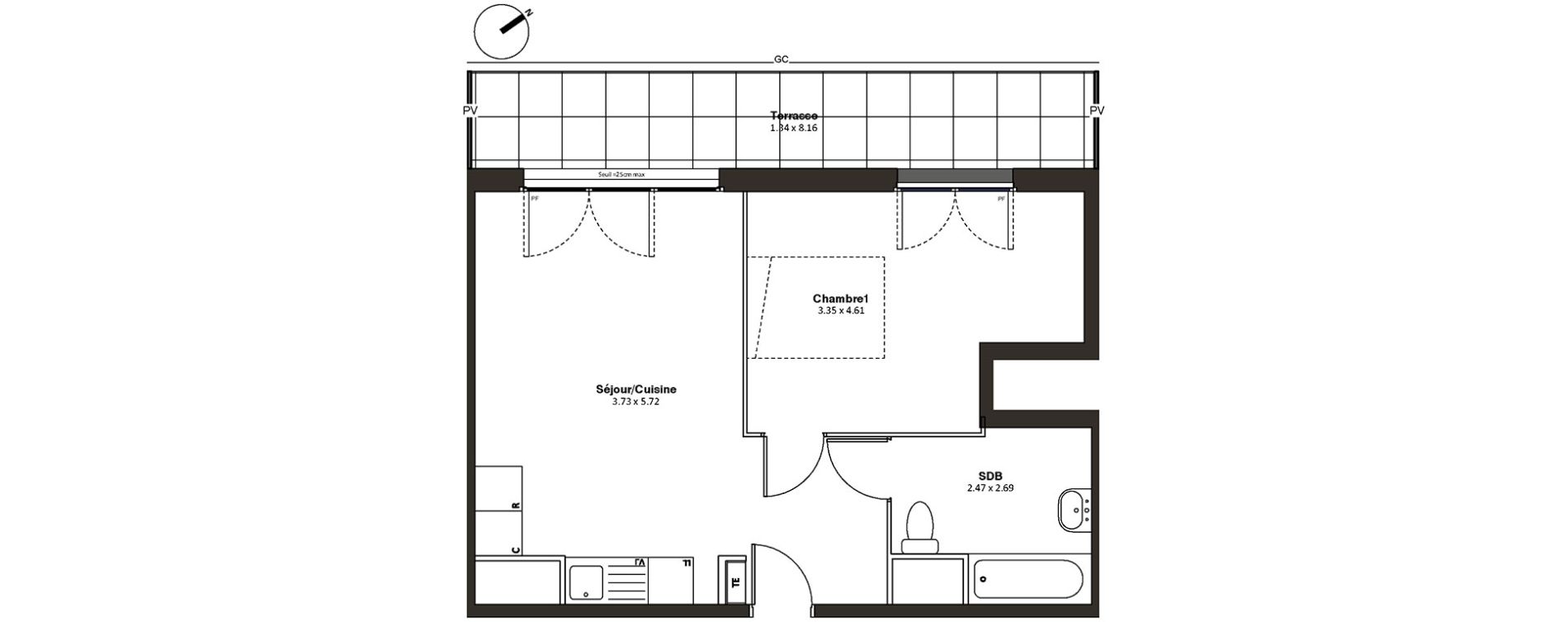 Appartement T2 de 44,44 m2 &agrave; Drancy L'economie