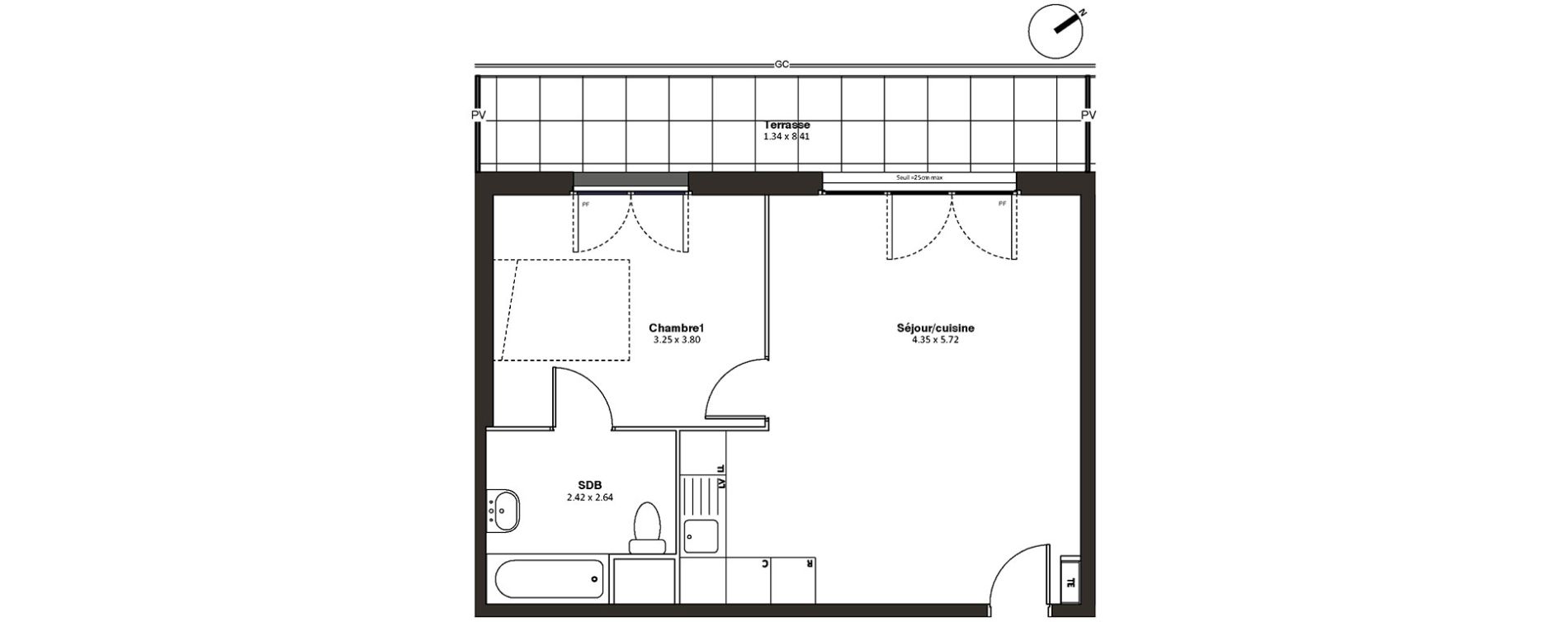 Appartement T2 de 45,80 m2 &agrave; Drancy L'economie