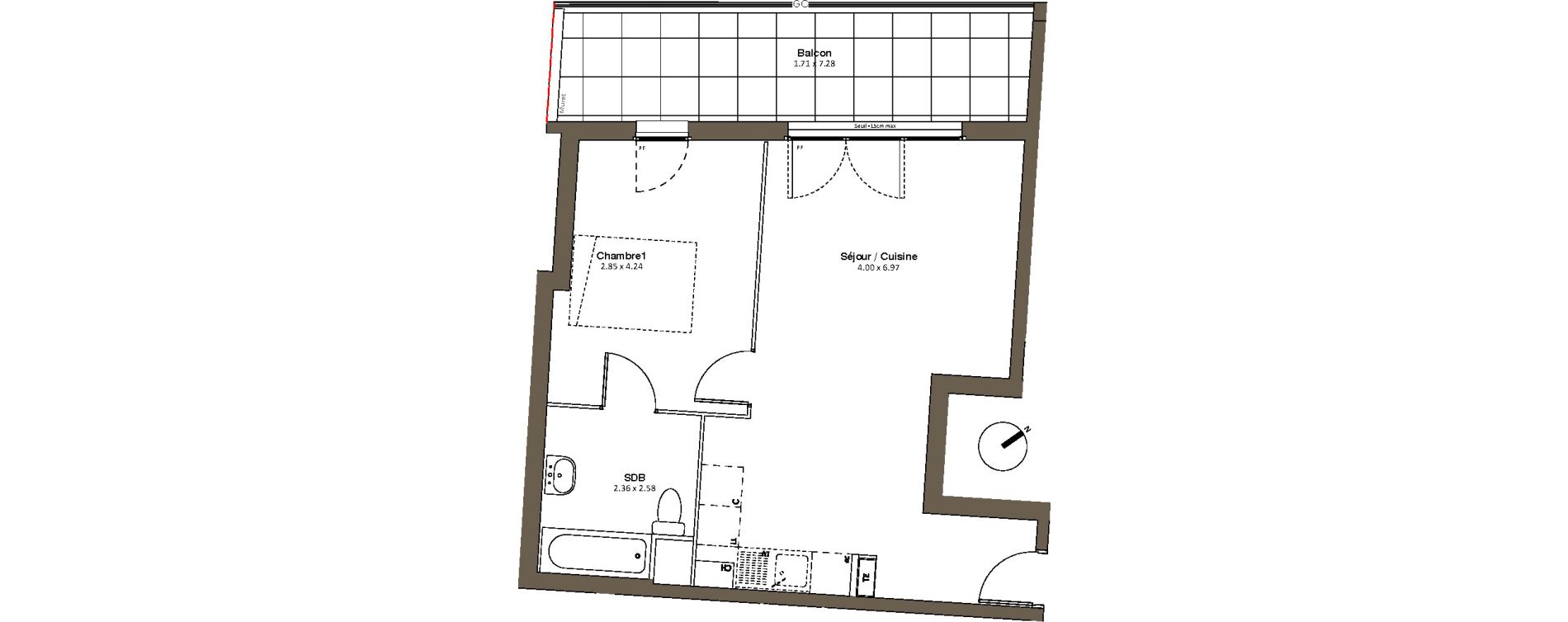Appartement T2 de 46,34 m2 &agrave; Drancy L'economie