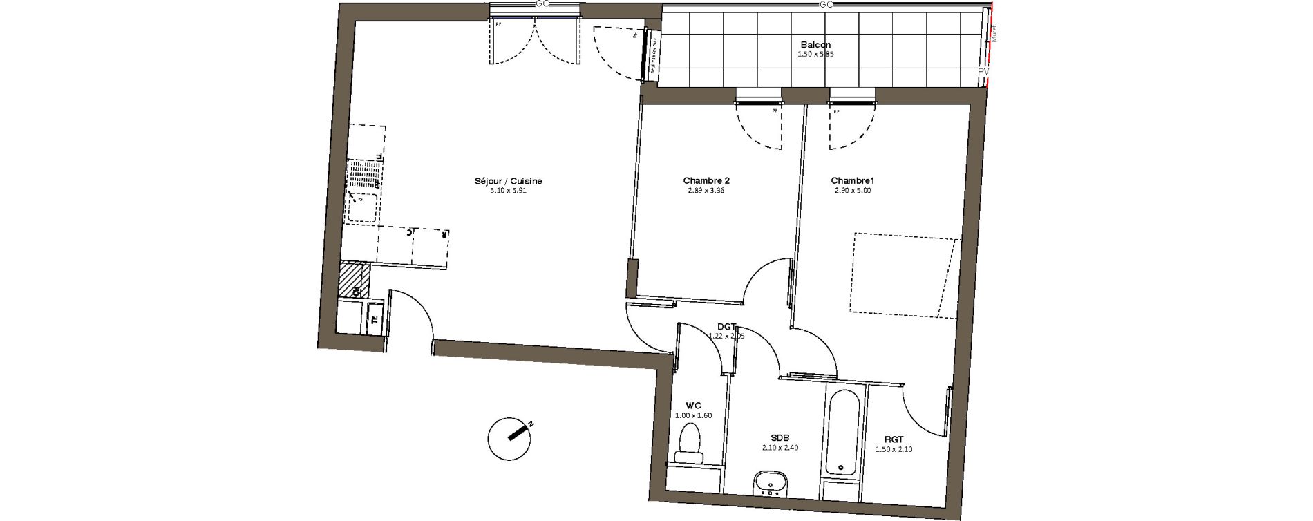 Appartement T3 de 65,95 m2 &agrave; Drancy L'economie