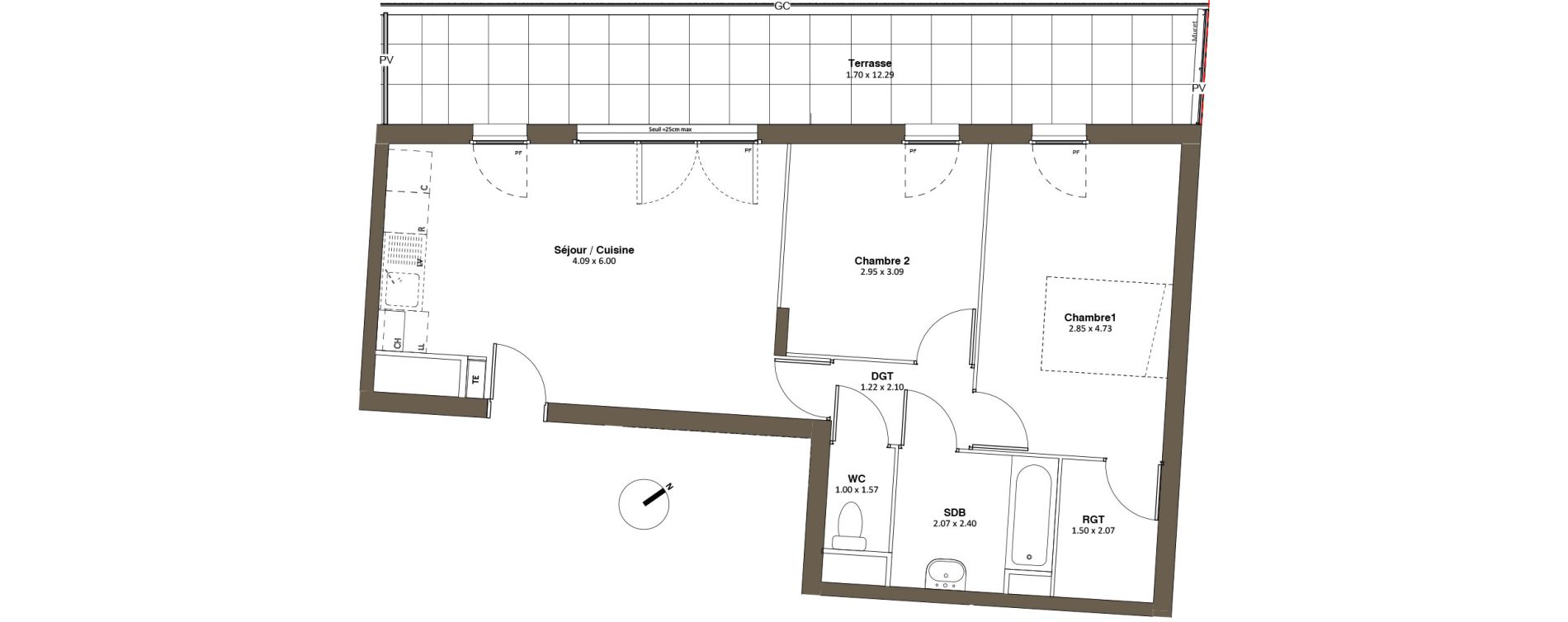 Appartement T3 de 57,65 m2 &agrave; Drancy L'economie