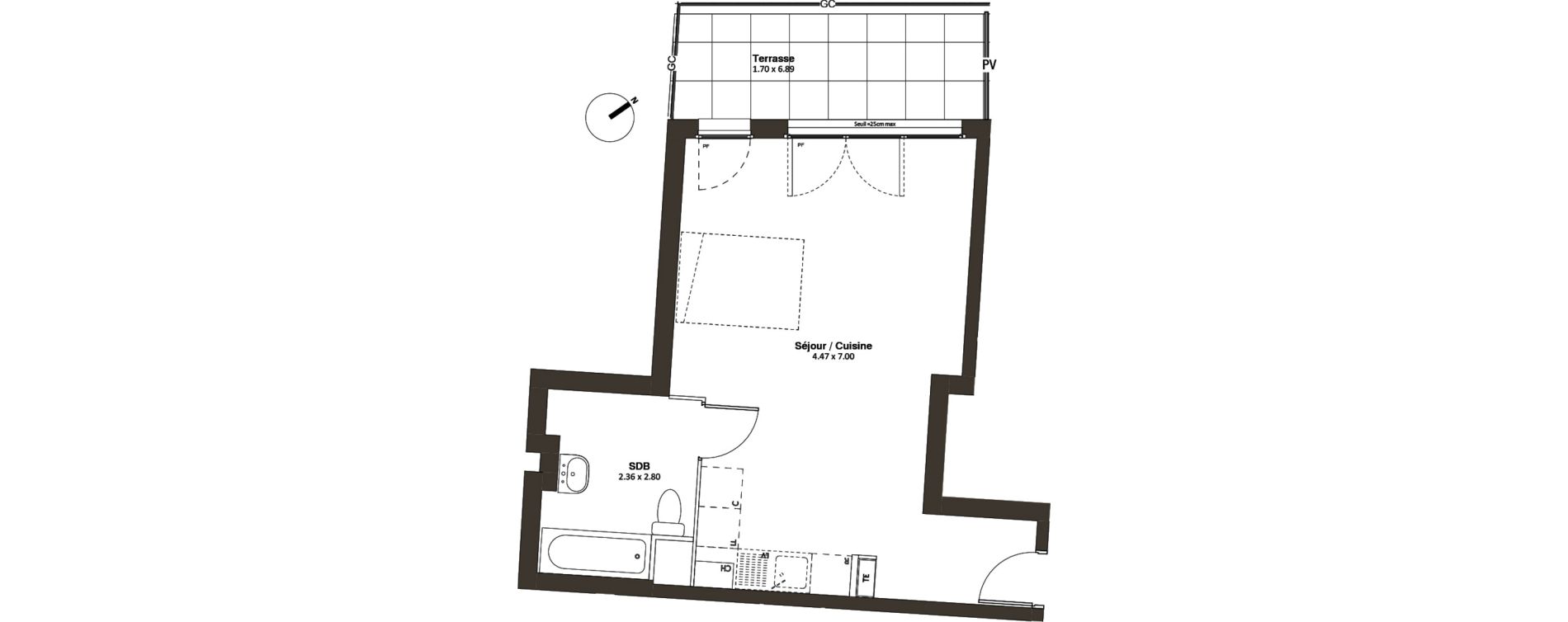 Appartement T1 de 37,12 m2 &agrave; Drancy L'economie