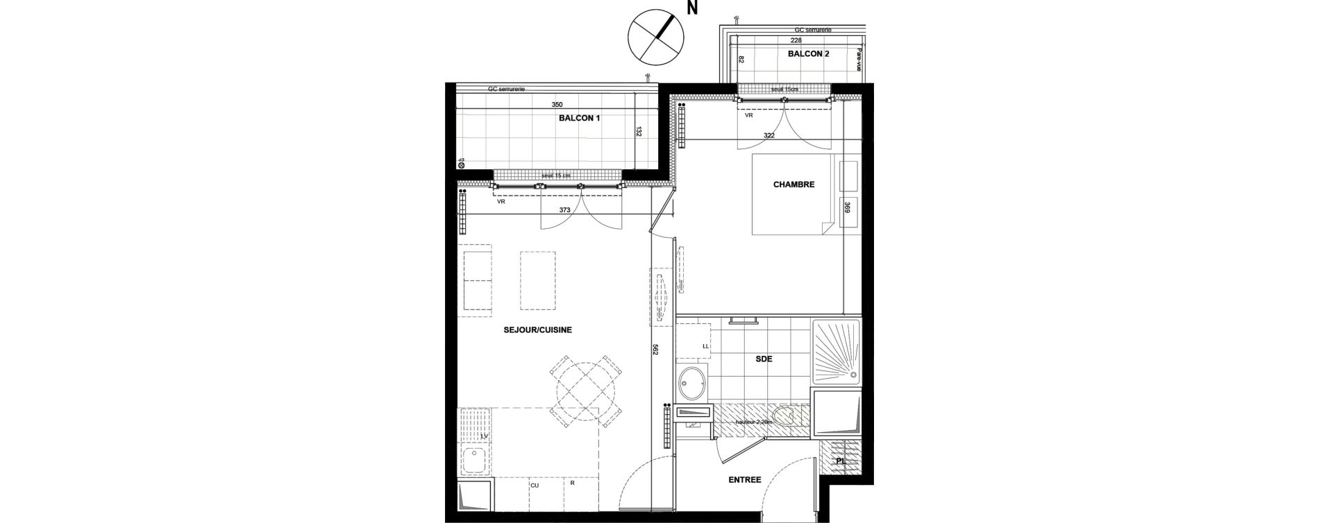 Appartement T2 de 41,54 m2 &agrave; Drancy La mare