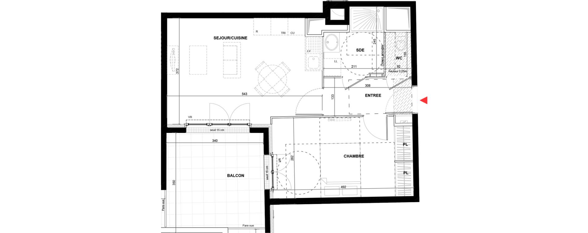 Appartement T2 de 42,75 m2 &agrave; Drancy La mare