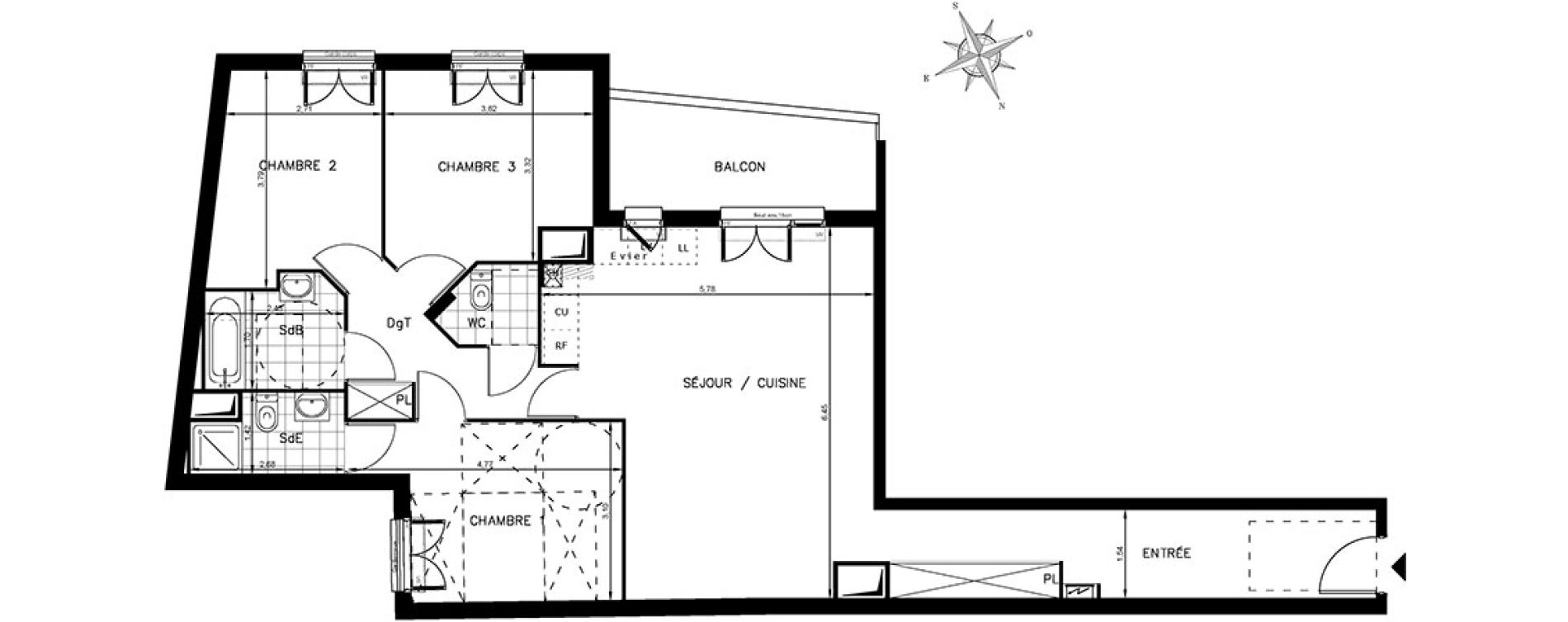 Appartement T4 de 94,90 m2 &agrave; Drancy Centre