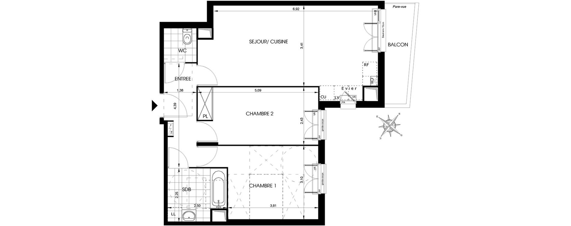 Appartement T3 de 64,12 m2 &agrave; Drancy Centre