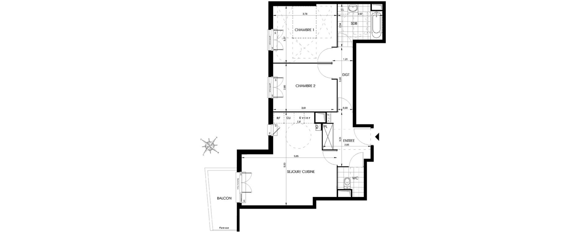 Appartement T3 de 65,41 m2 &agrave; Drancy Centre