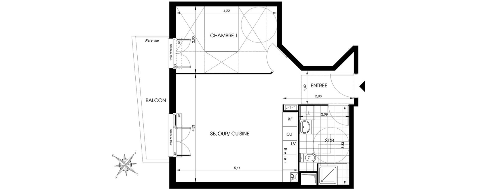 Appartement T2 de 45,54 m2 &agrave; Drancy Centre