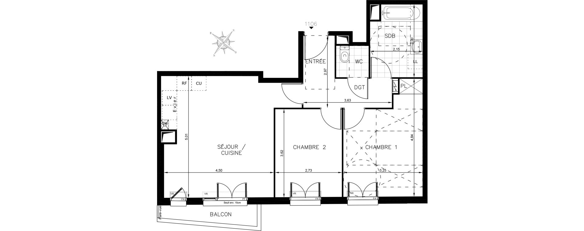 Appartement T3 de 60,83 m2 &agrave; Drancy Centre