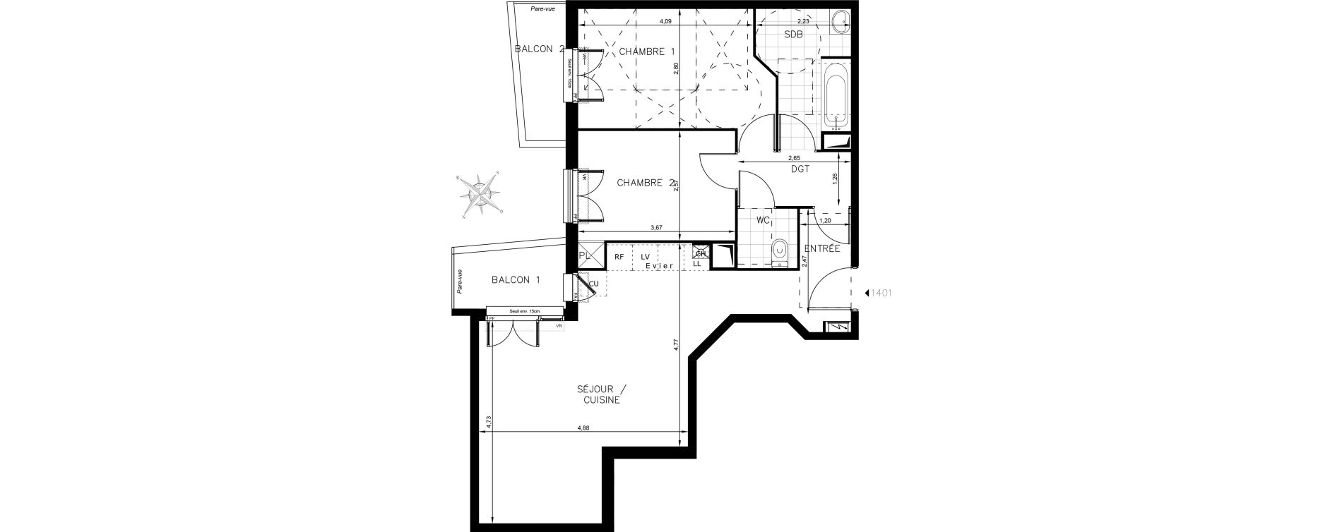 Appartement T3 de 64,29 m2 &agrave; Drancy Centre