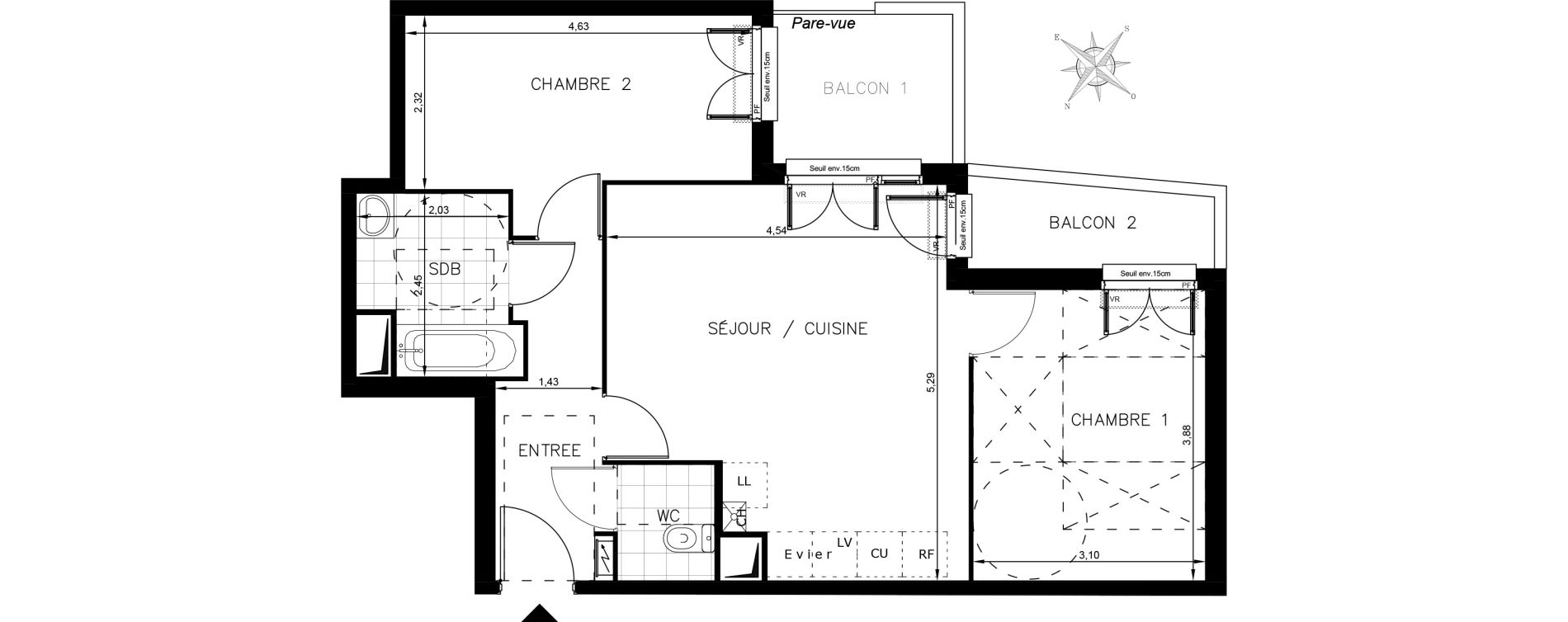 Appartement T3 de 58,28 m2 &agrave; Drancy Centre
