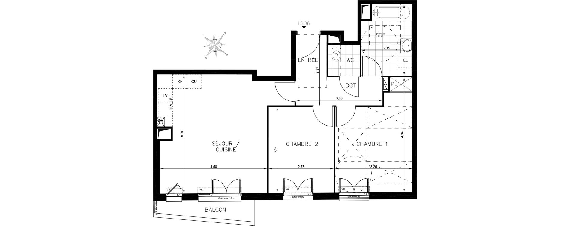 Appartement T3 de 60,83 m2 &agrave; Drancy Centre