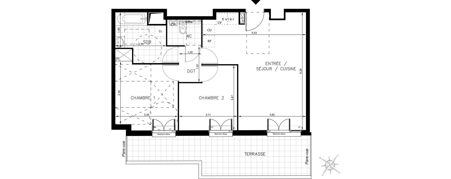 Appartement T3 de 60,27 m2 &agrave; Drancy Centre