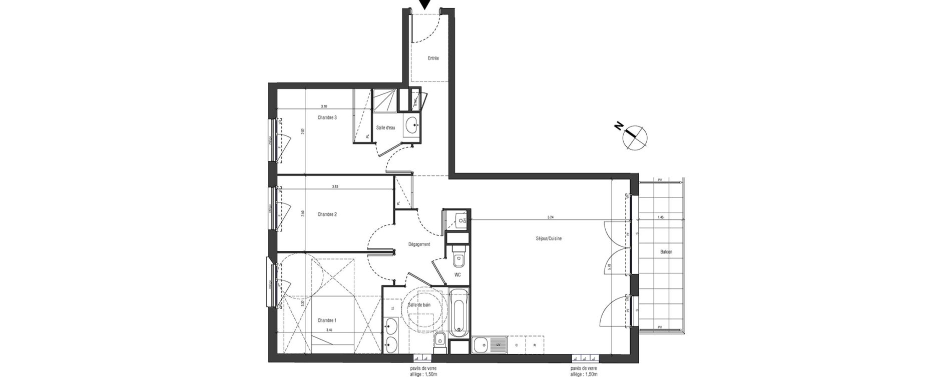 Appartement T4 de 84,12 m2 &agrave; Drancy Centre