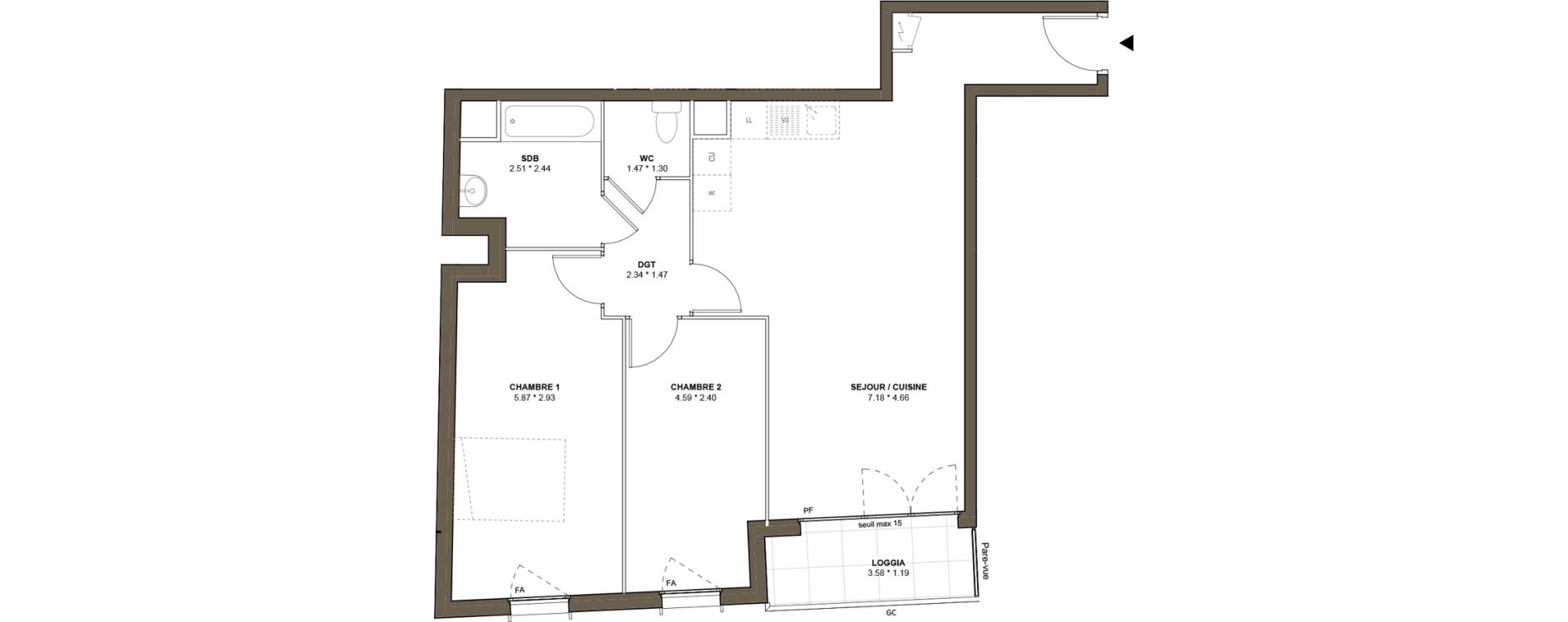 Appartement T3 de 70,41 m2 &agrave; Drancy L'economie