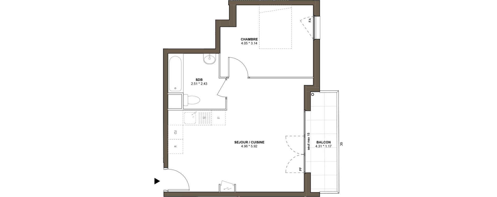 Appartement T2 de 43,25 m2 &agrave; Drancy L'economie