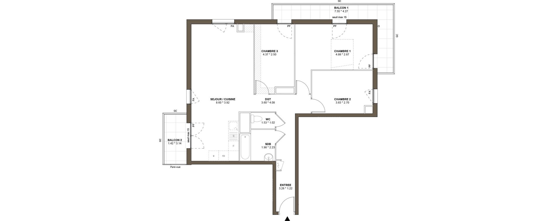 Appartement T4 de 83,98 m2 &agrave; Drancy L'economie