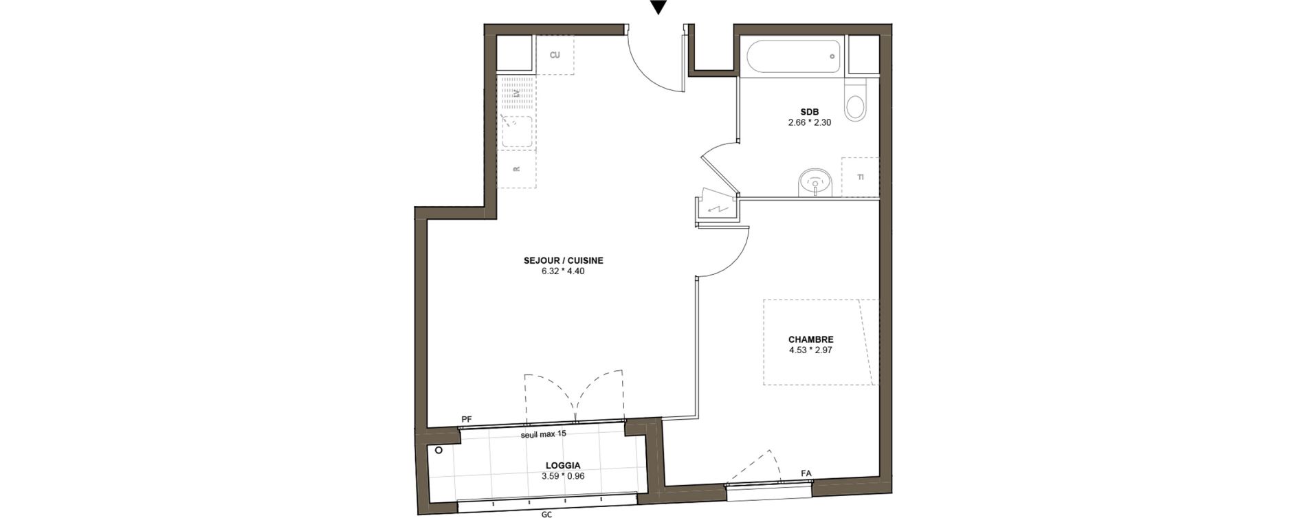Appartement T2 de 45,30 m2 &agrave; Drancy L'economie