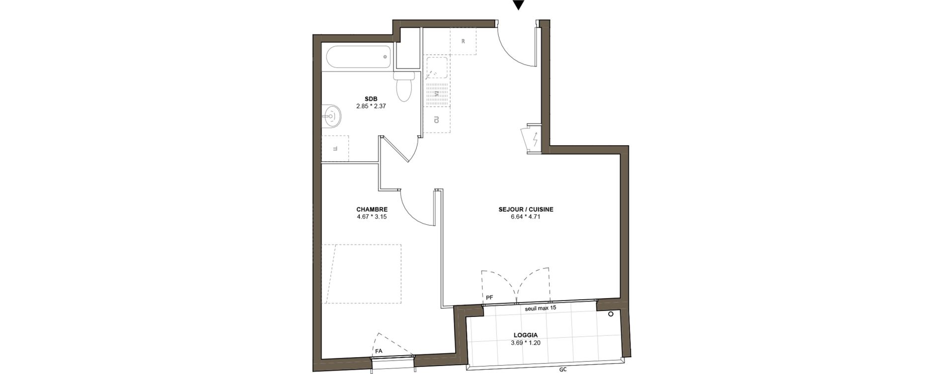 Appartement T2 de 43,24 m2 &agrave; Drancy L'economie