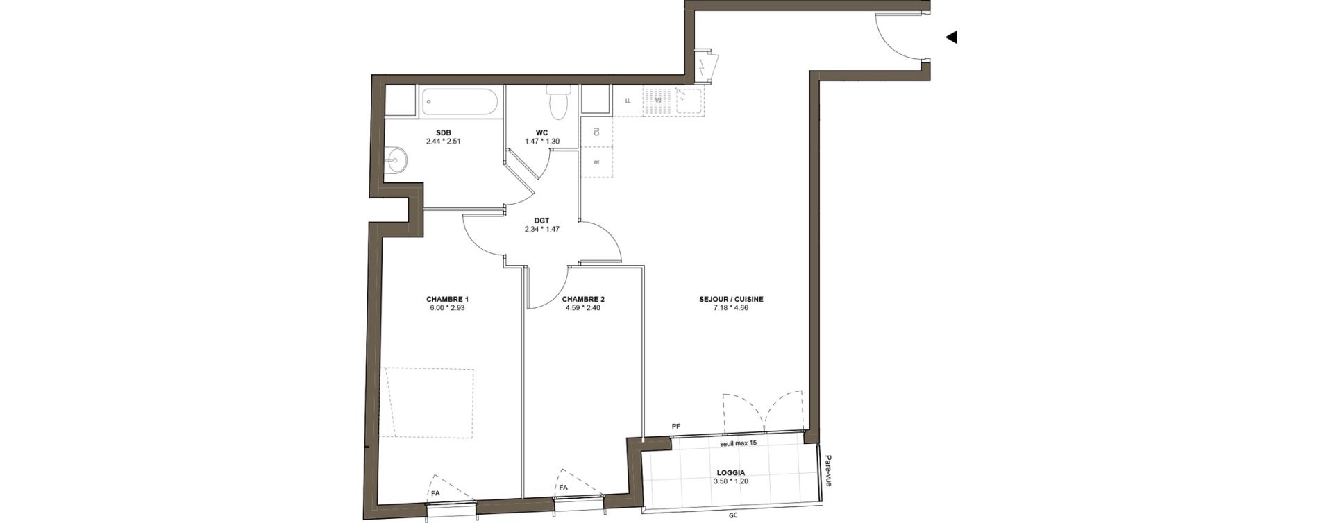 Appartement T3 de 72,05 m2 &agrave; Drancy L'economie