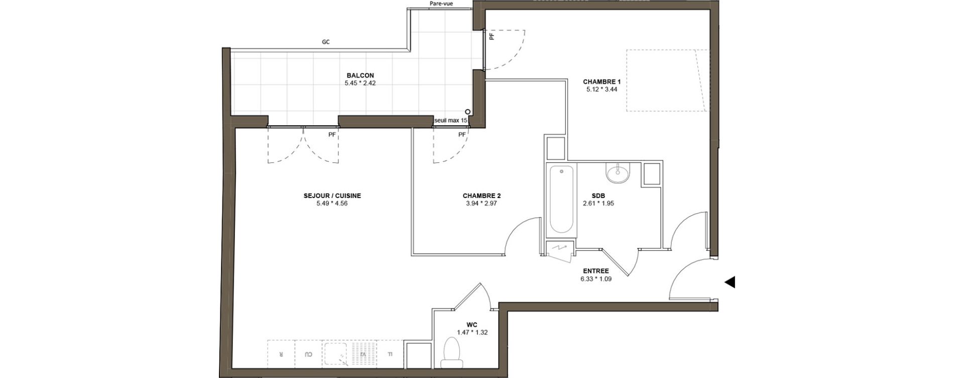 Appartement T3 de 63,99 m2 &agrave; Drancy L'economie