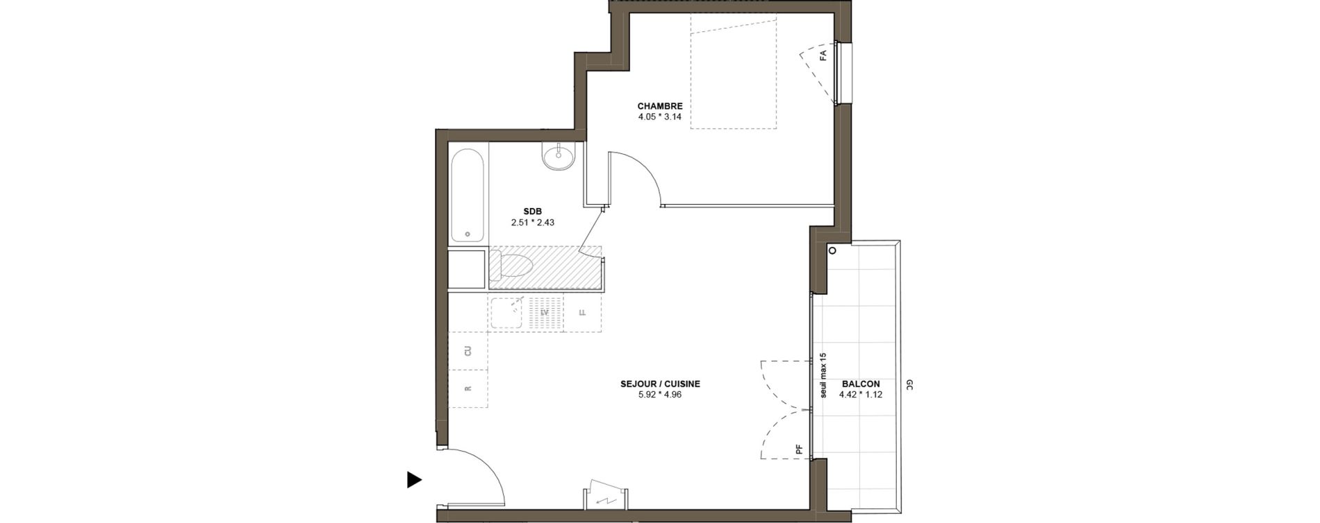 Appartement T2 de 43,25 m2 &agrave; Drancy L'economie