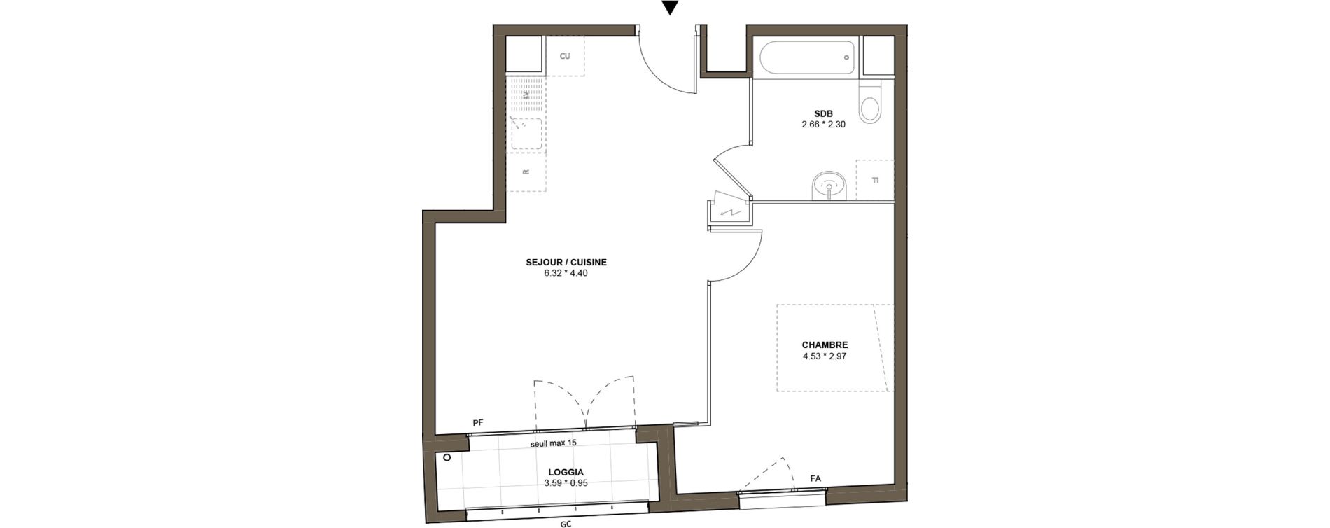Appartement T2 de 45,29 m2 &agrave; Drancy L'economie