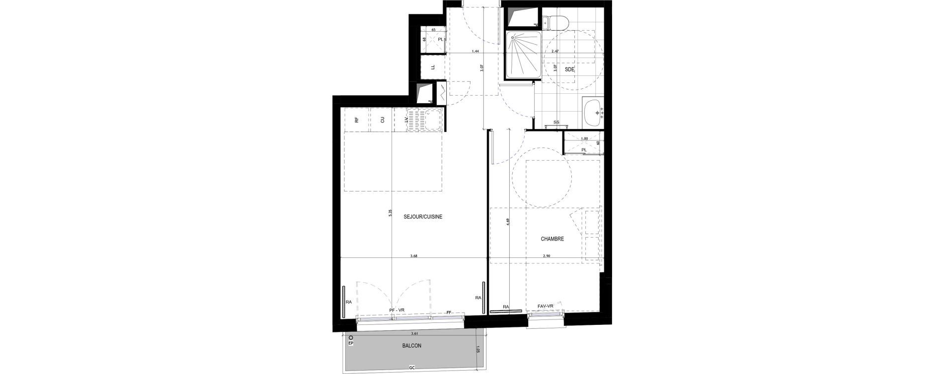 Appartement T2 de 44,42 m2 &agrave; Drancy Le baillet