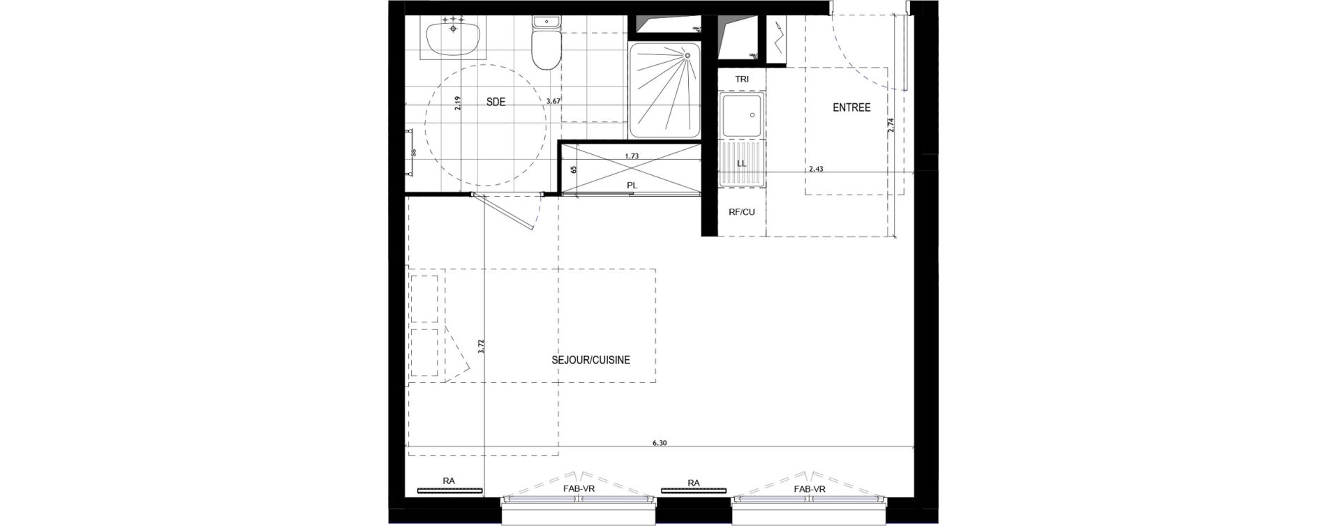 Appartement T1 de 36,03 m2 &agrave; Drancy Le baillet